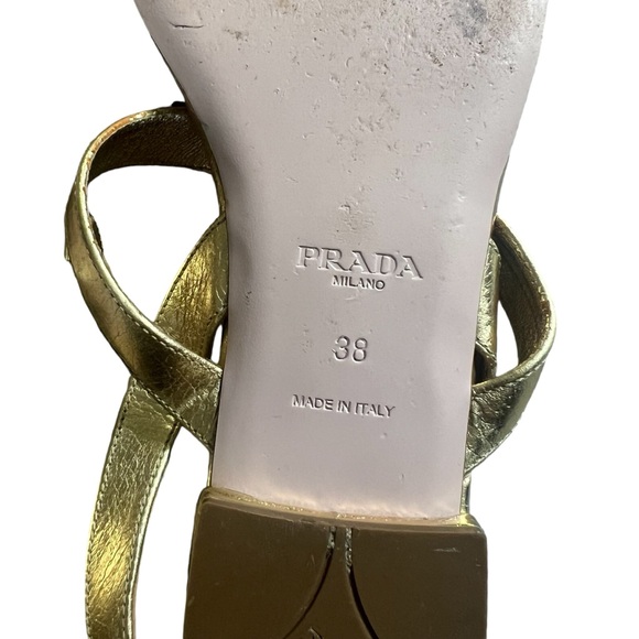 Prada Gold & Silver Large Flower Sandals Sz 38 - Picture 8 of 8